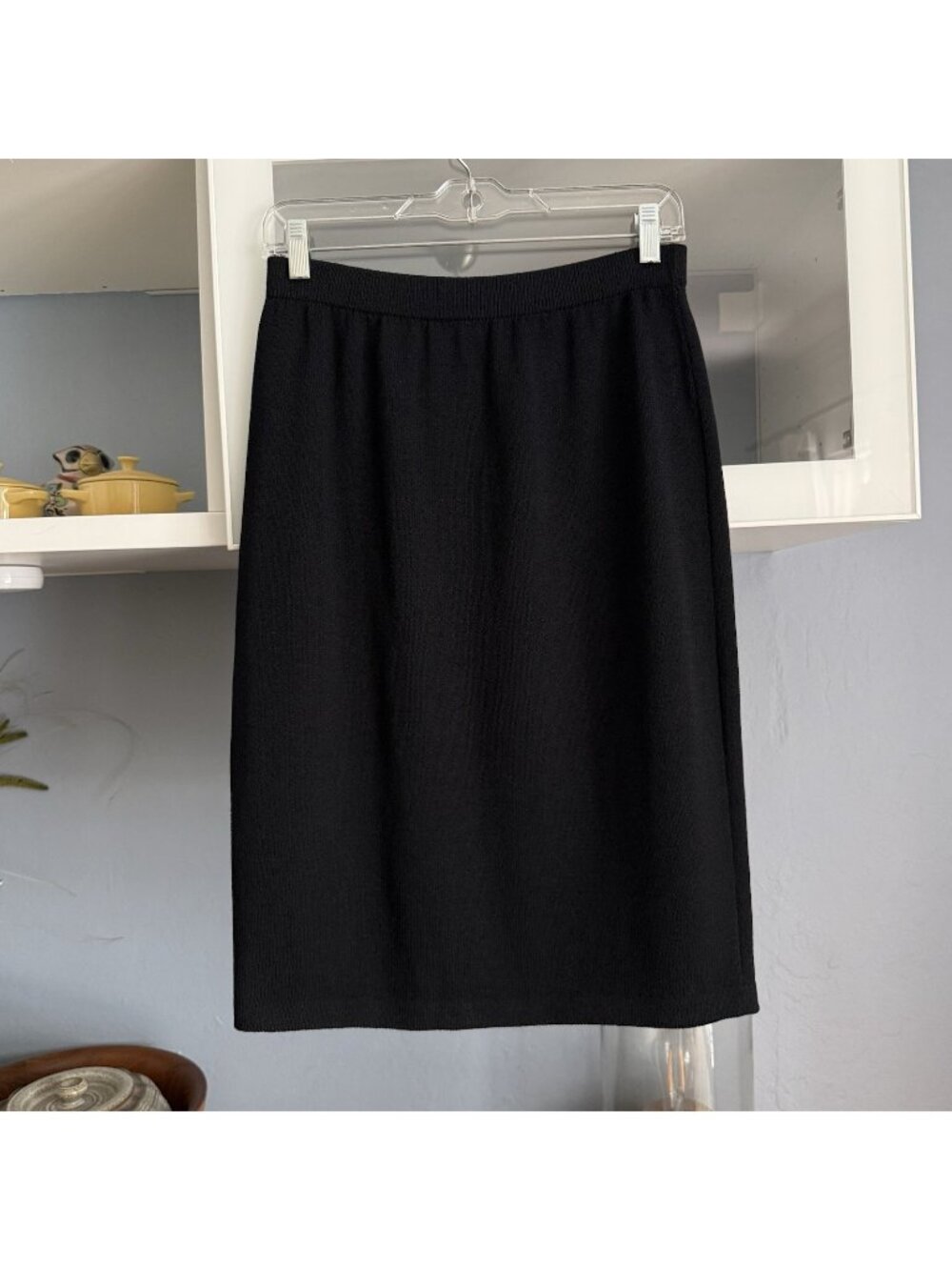 St. John Basics Black Santana Knit Straight Pencil Skirt Size 8